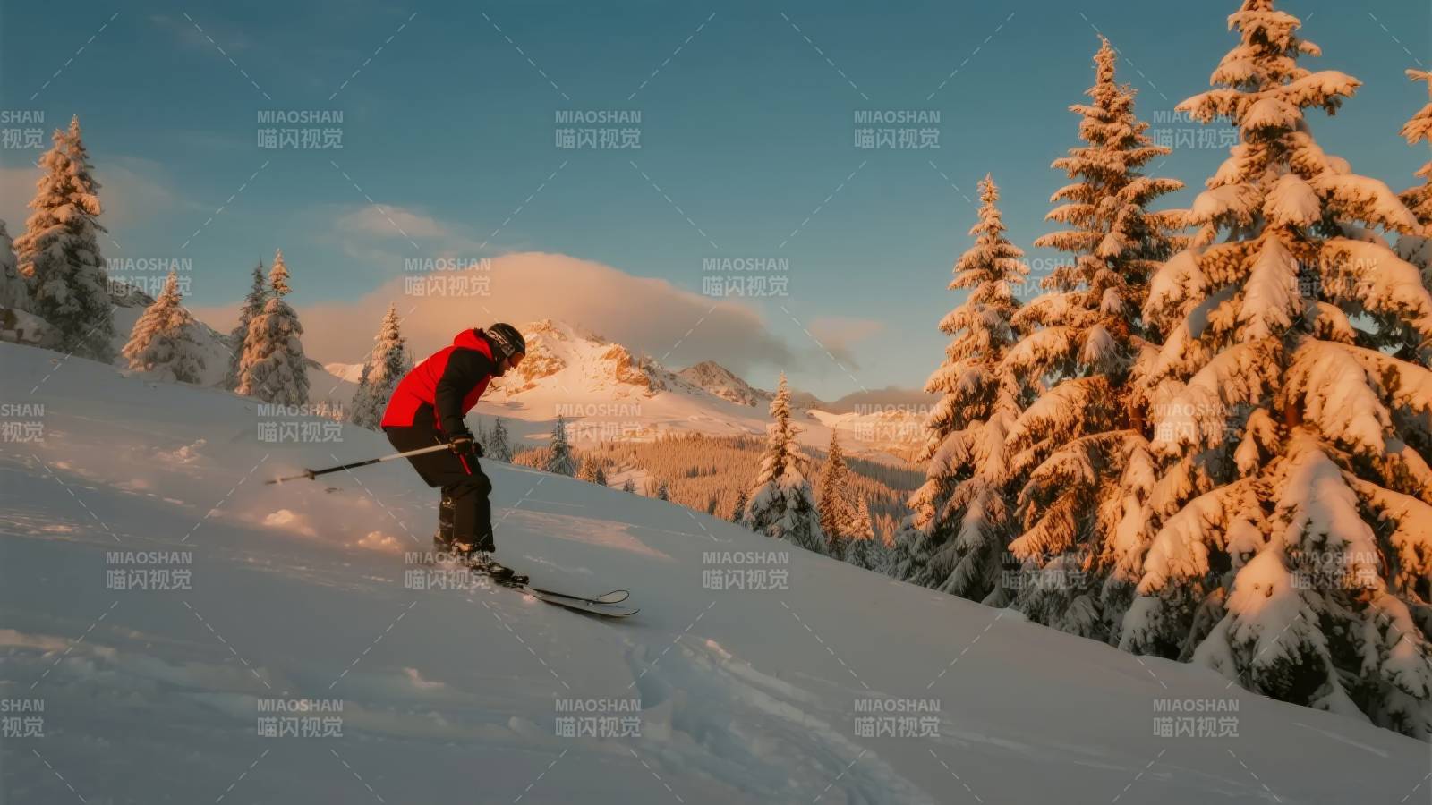 雪峰滑雪 冬日美景图片