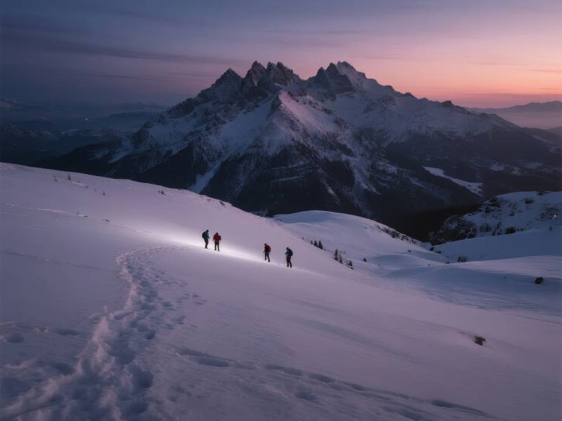 雪峰夜行图片