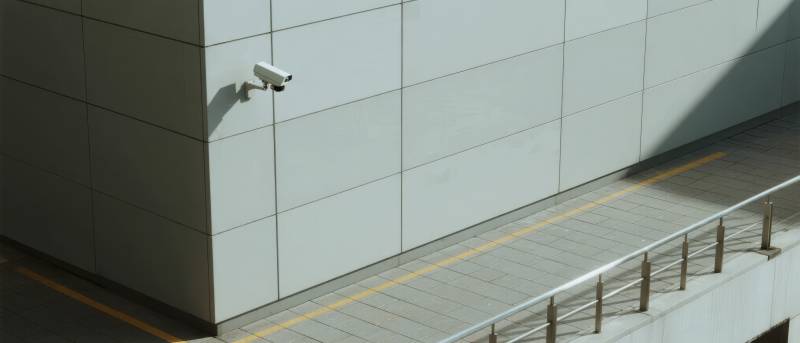 建筑墙角监控探头图片