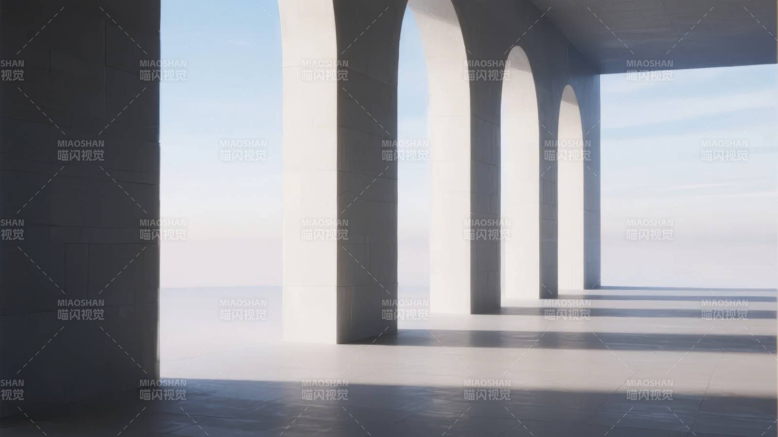 拱廊尽头的海天一线图片