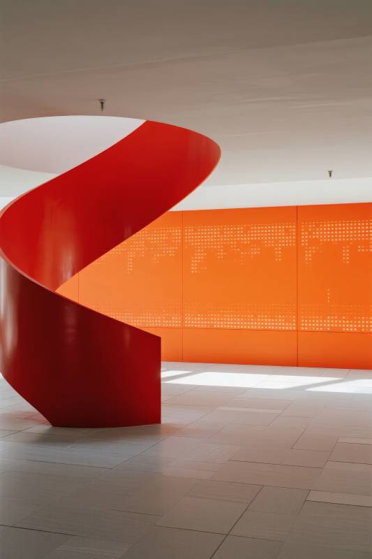 红色螺旋艺术装置图片