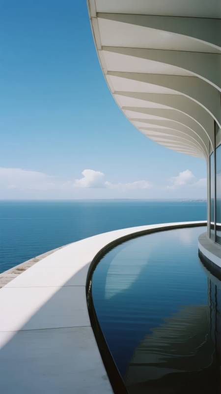 海天一色泳池景图片