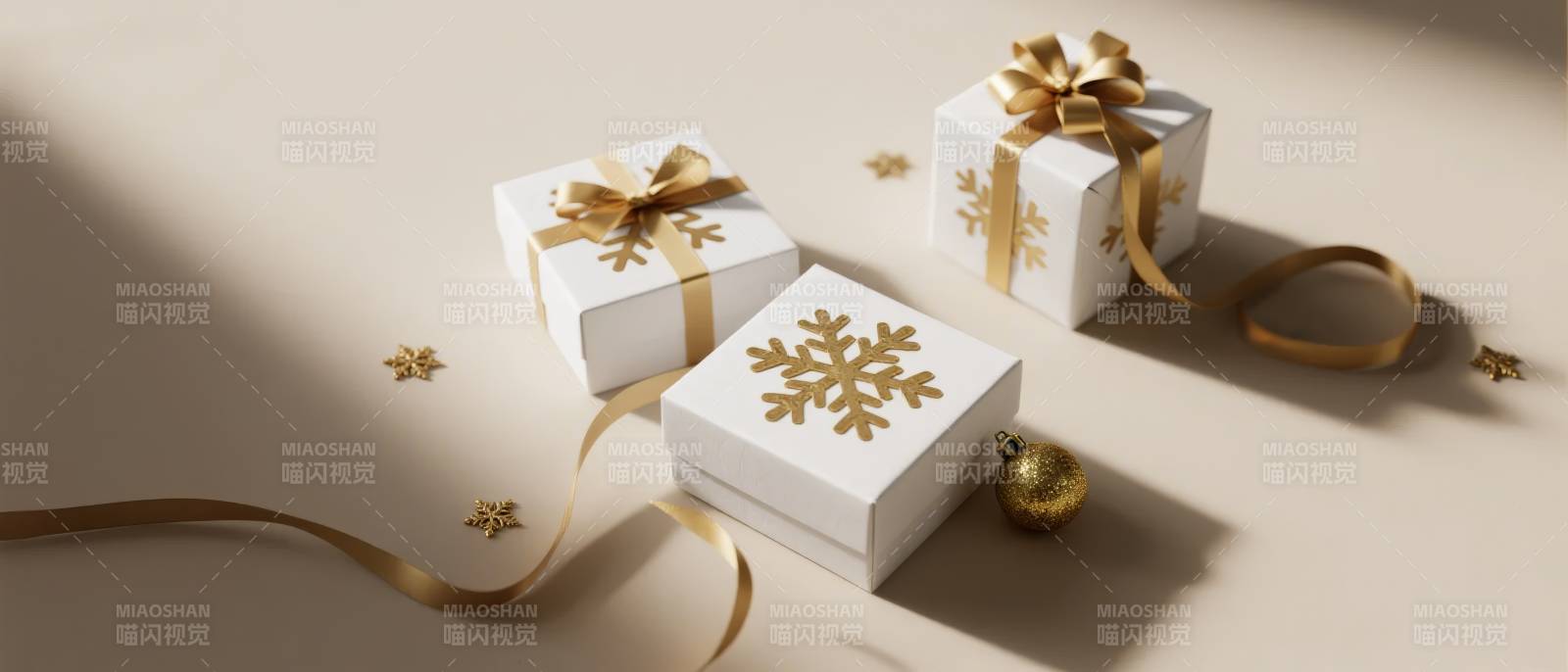 金色雪花礼盒图片