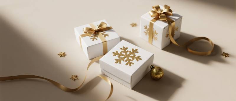金色雪花礼盒图片