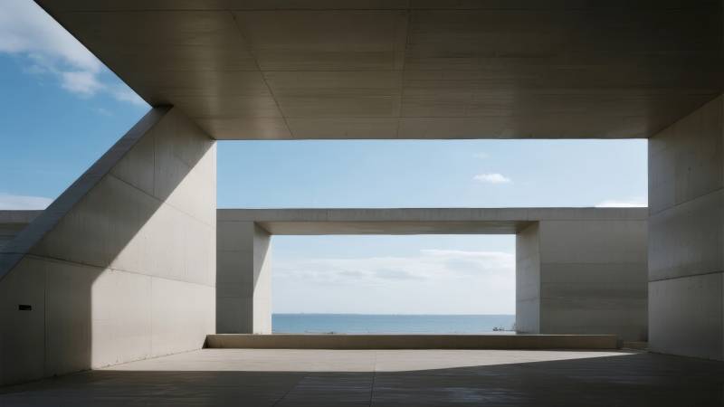 海景建筑窗框图片