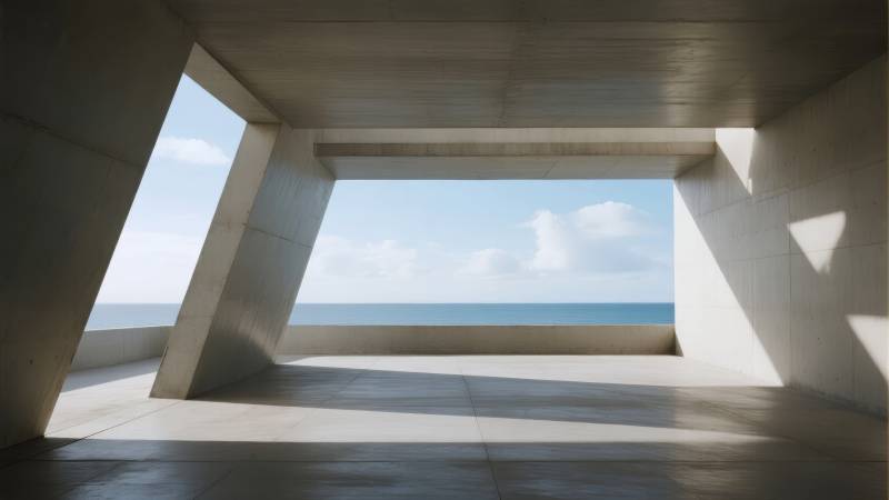 海天一色的现代建筑图片