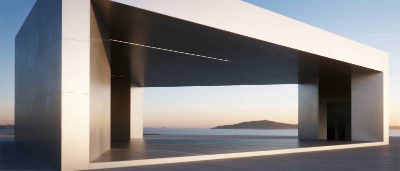 现代建筑与海景图片