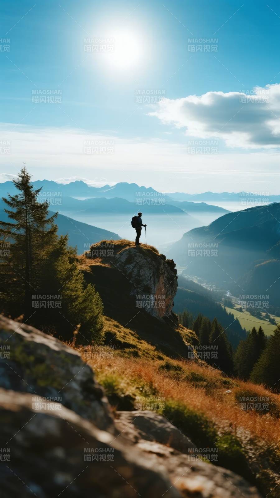 登顶远眺山河图片