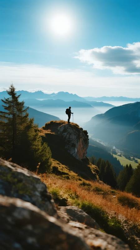 登顶远眺山河图片