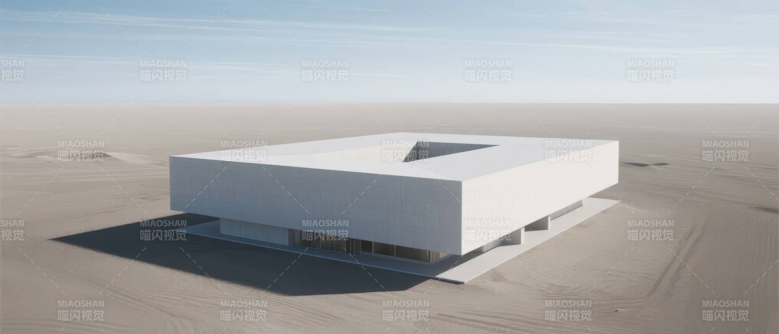 沙漠中的白色建筑图片