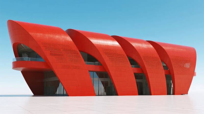 红色流线建筑图片