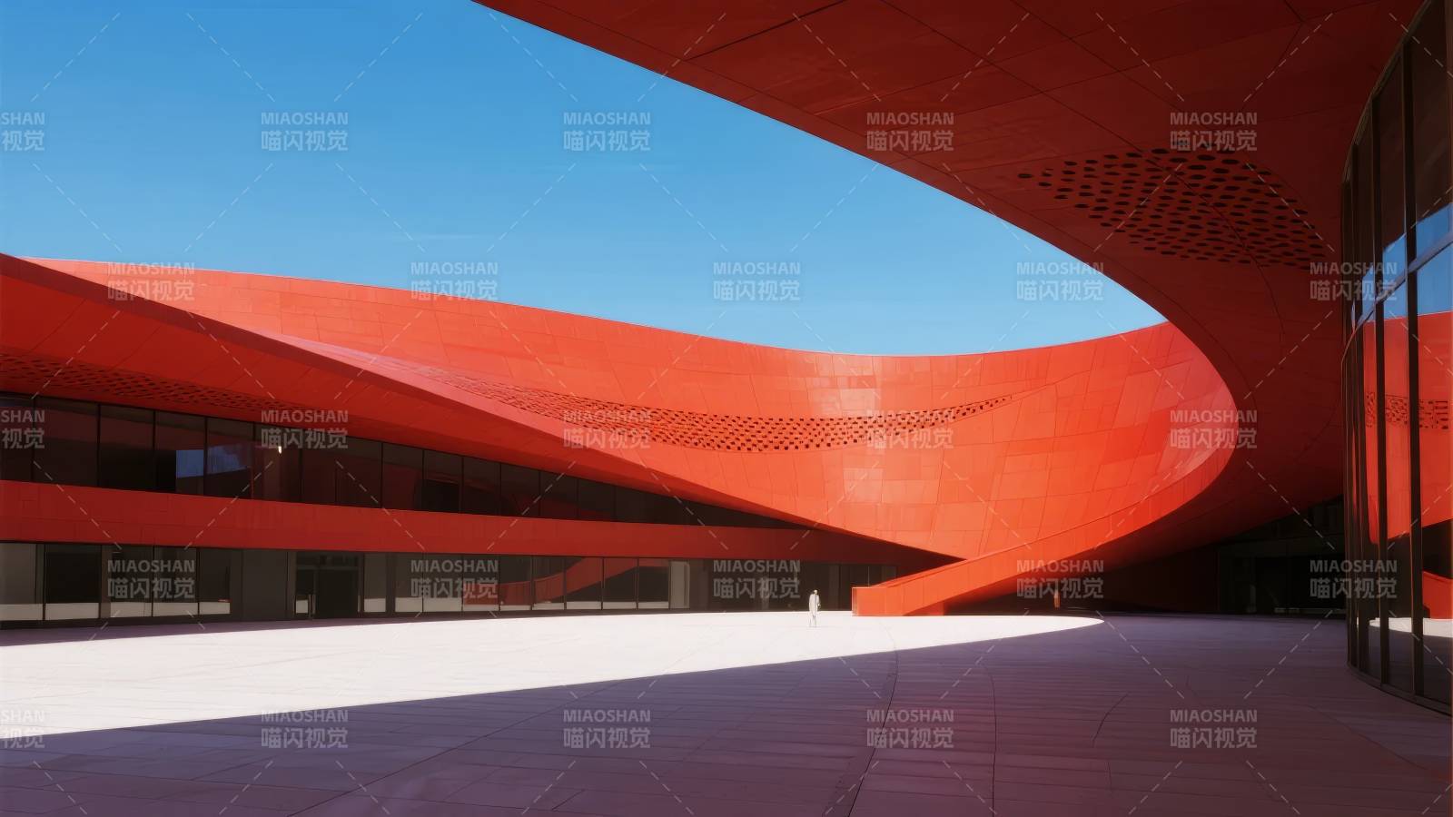 红色流线建筑图片