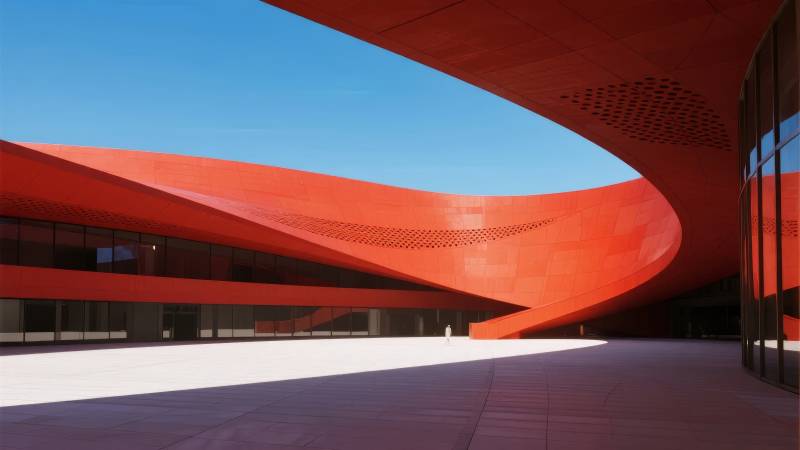 红色流线建筑图片