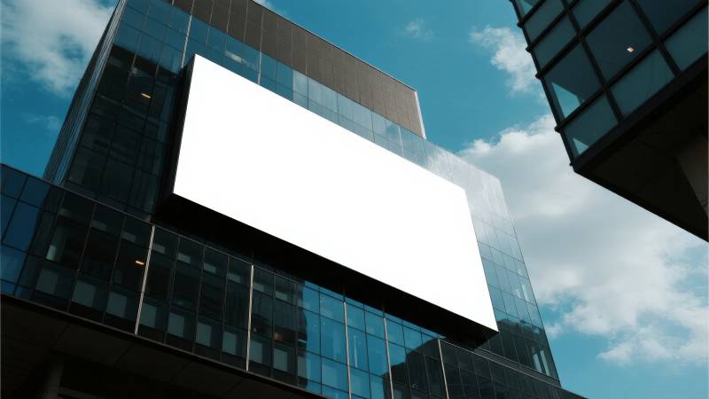 现代建筑上的空白广告屏图片