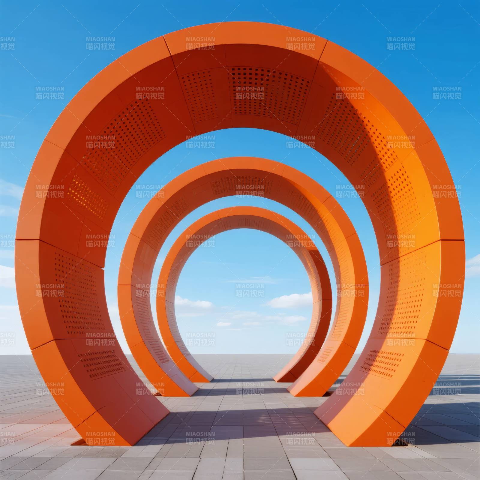 橙色拱门艺术装置图片