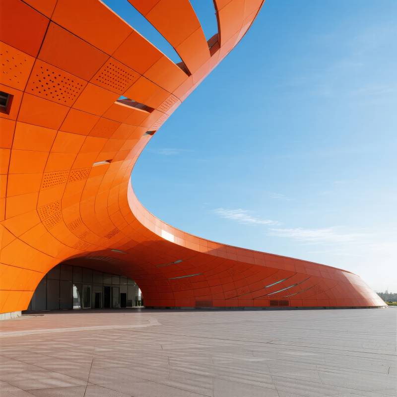 橙色流线建筑图片