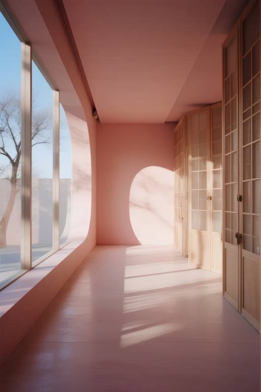 粉红光影走廊图片