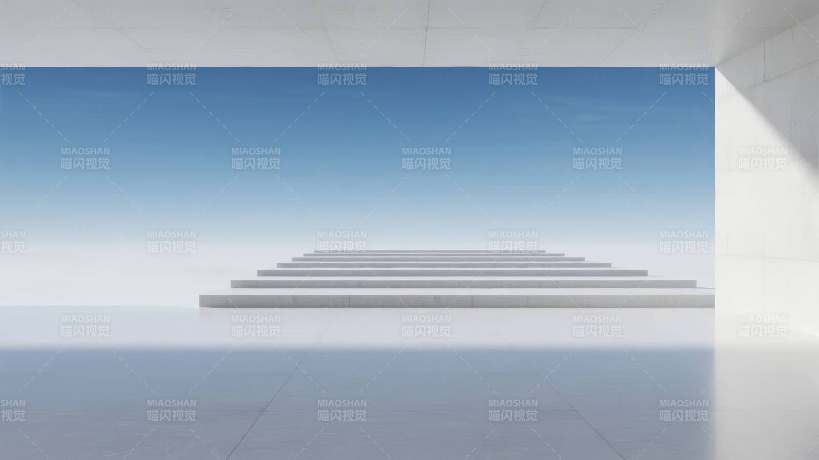 阶梯通向蓝天图片