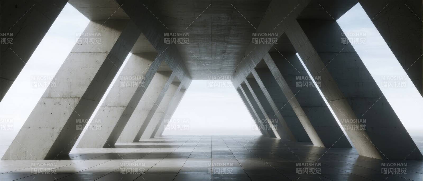 现代建筑光影走廊图片