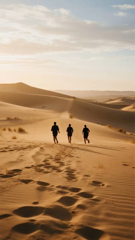 沙漠奔跑三人行图片