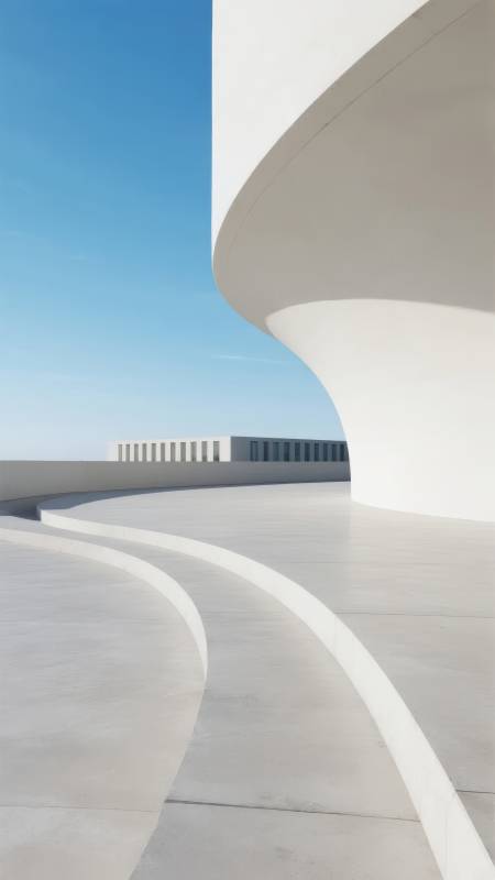 曲线建筑与蓝天图片