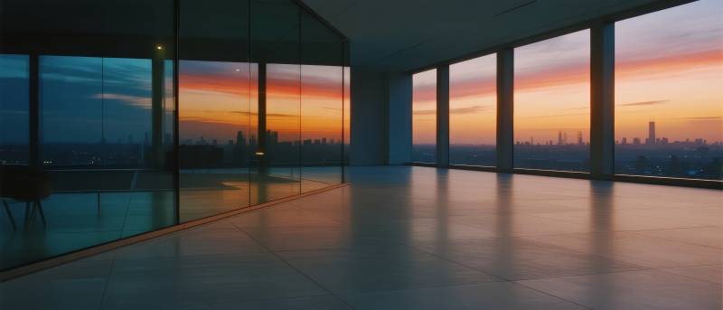 暮色中的城市天际线图片