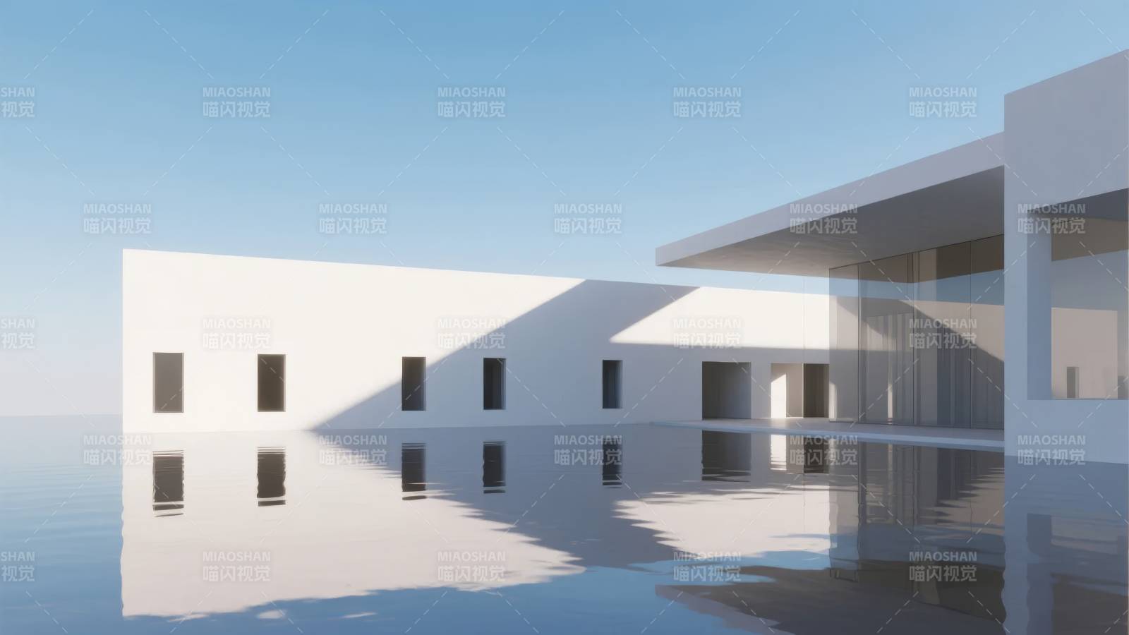 现代建筑倒影水景图片