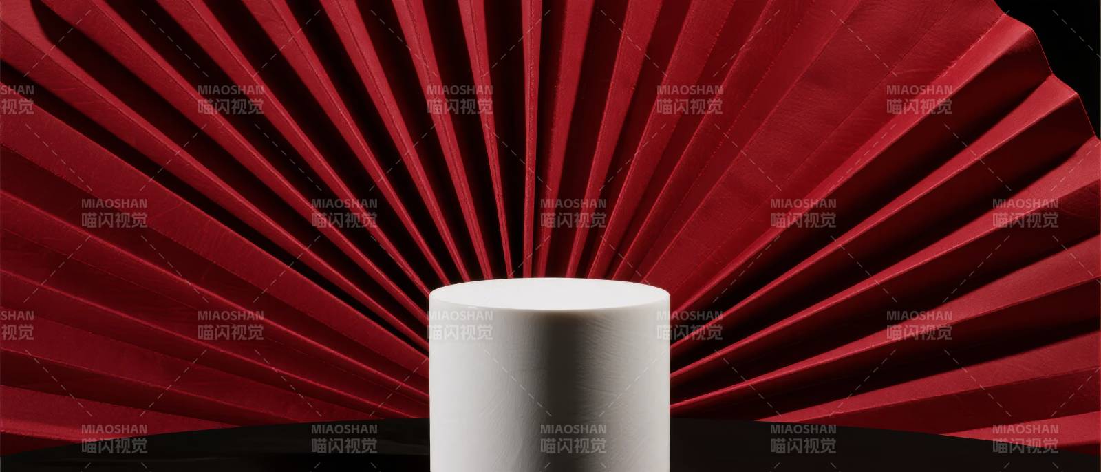 红扇白柱静谧图图片