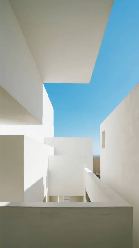 几何建筑与蓝天图片