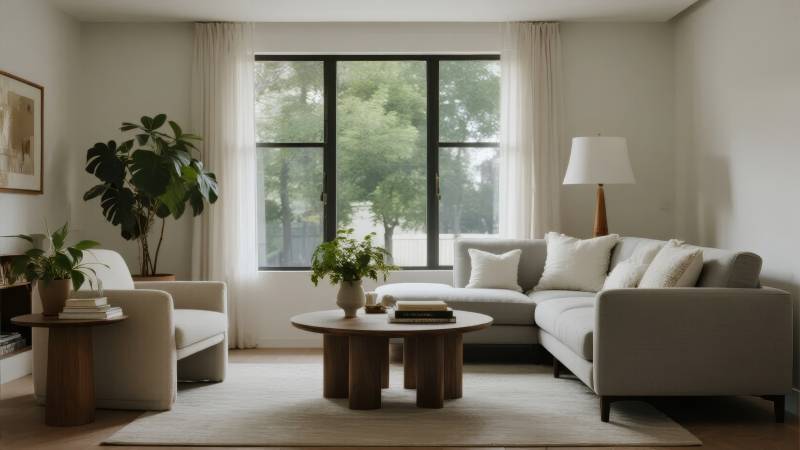 简约客厅 绿植点缀图片