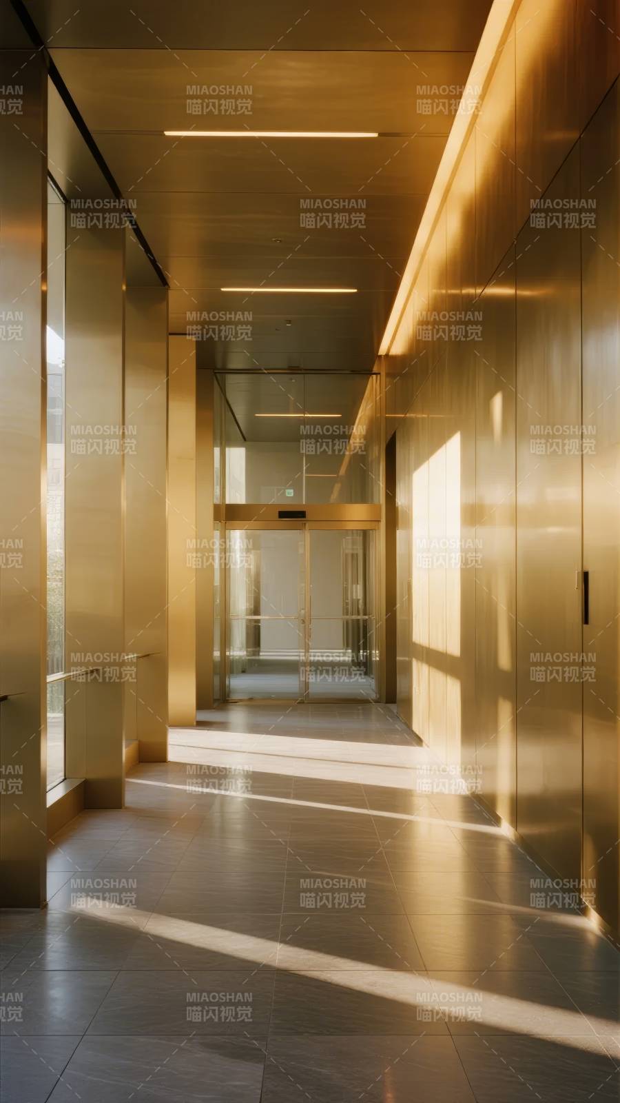 金色走廊光影交错图片
