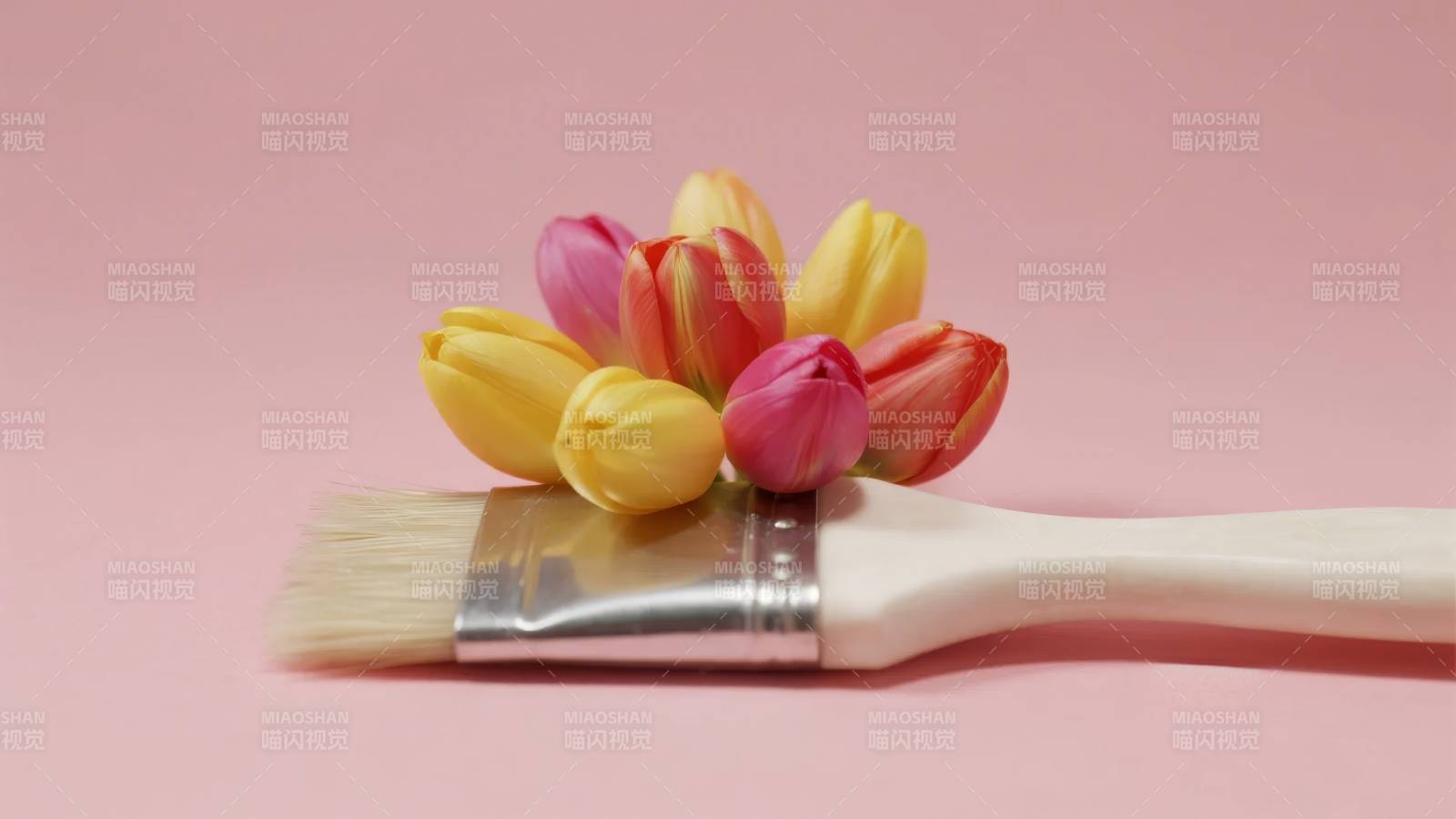画笔上的郁金香图片