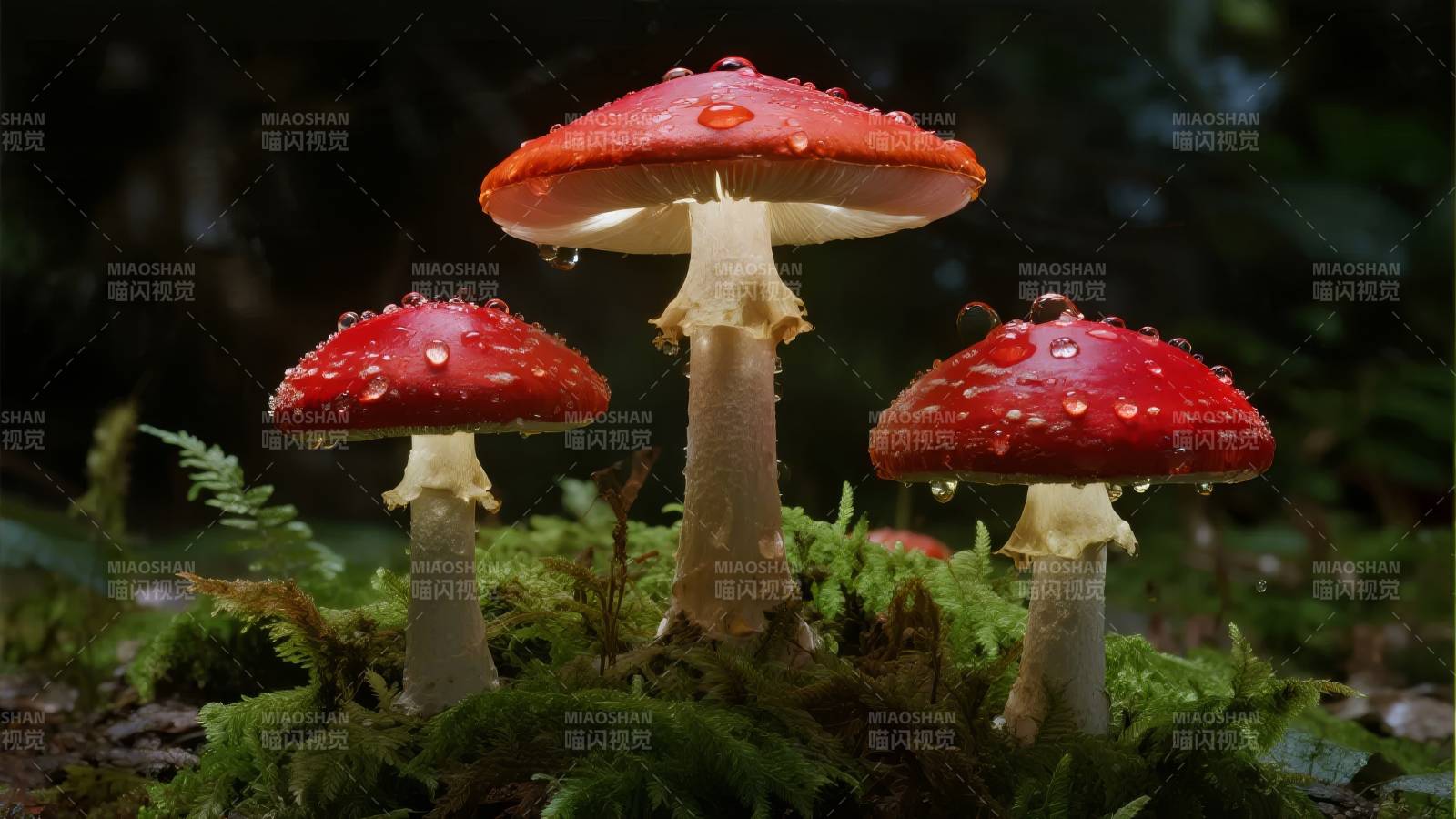 红菇雨后露珠图片