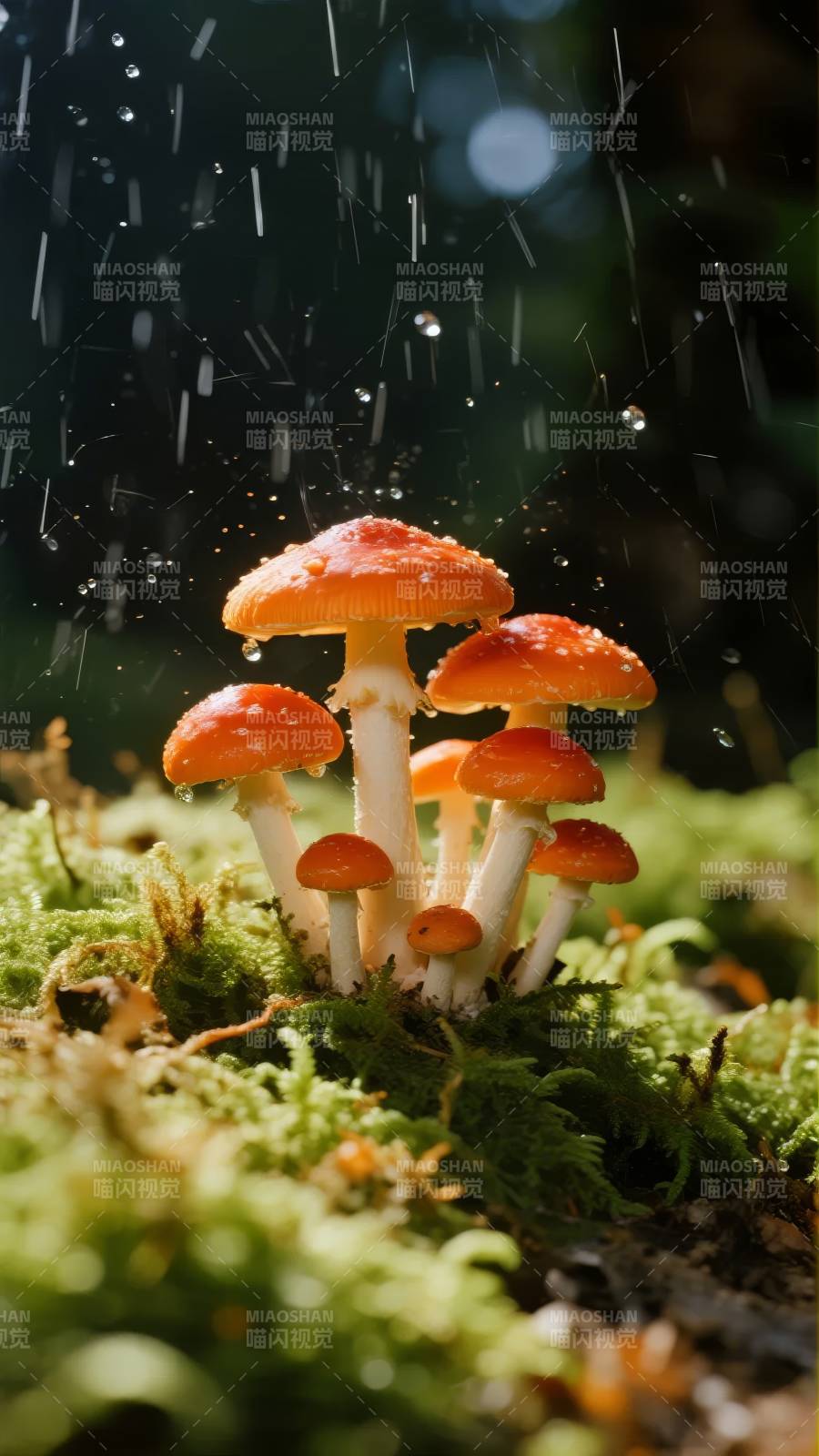雨中红菇图片