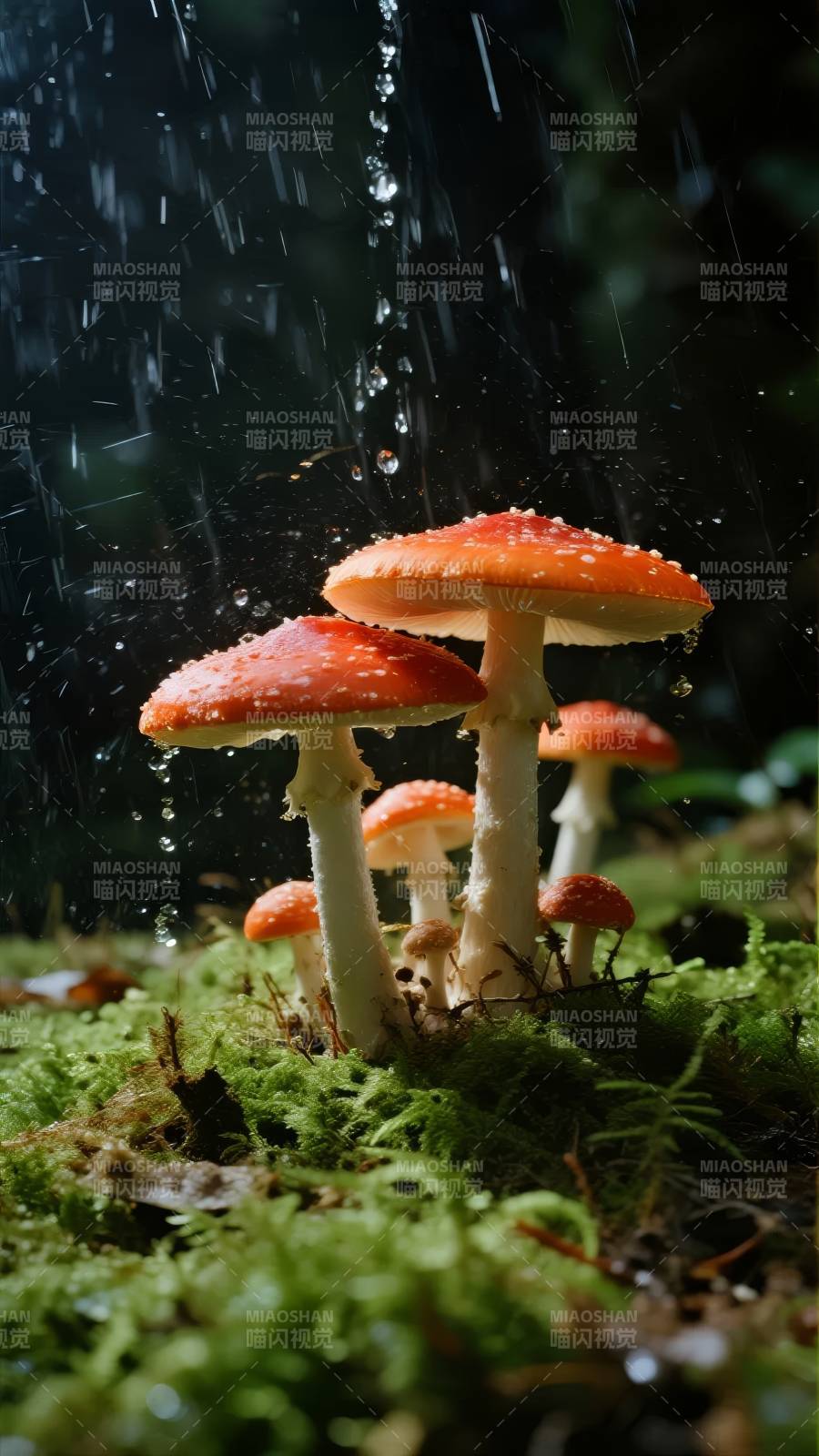 雨中红菇图片