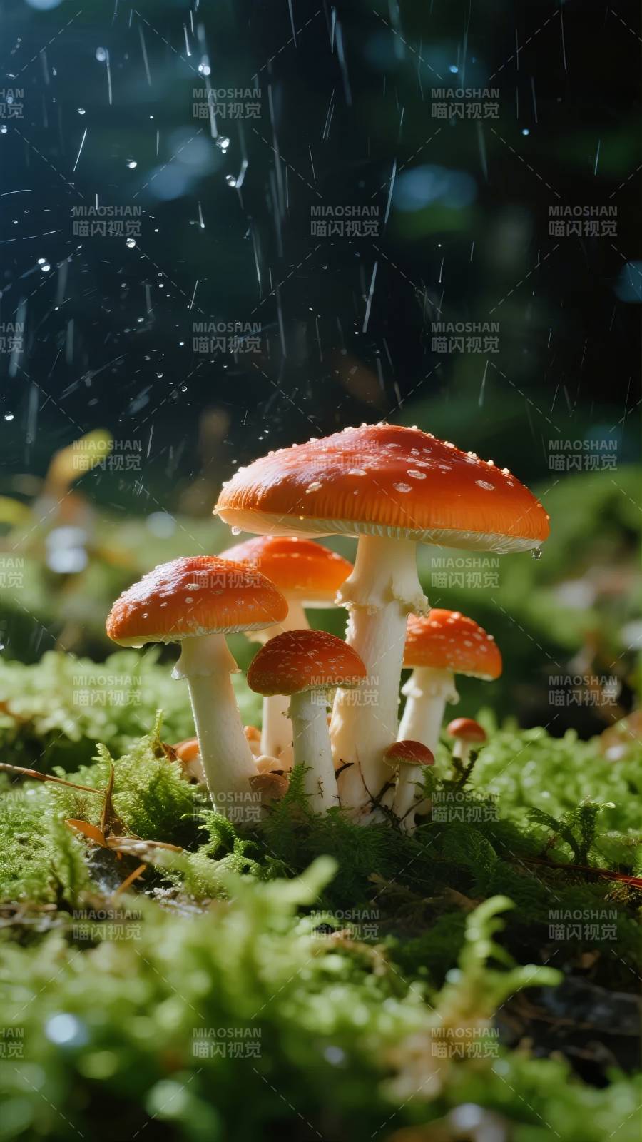 雨中红菇图片