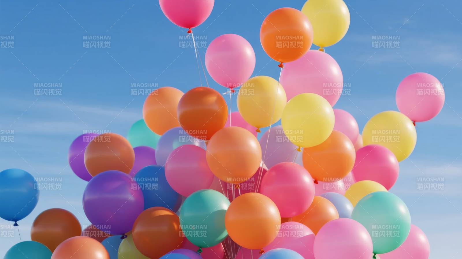 彩色气球飘蓝天图片