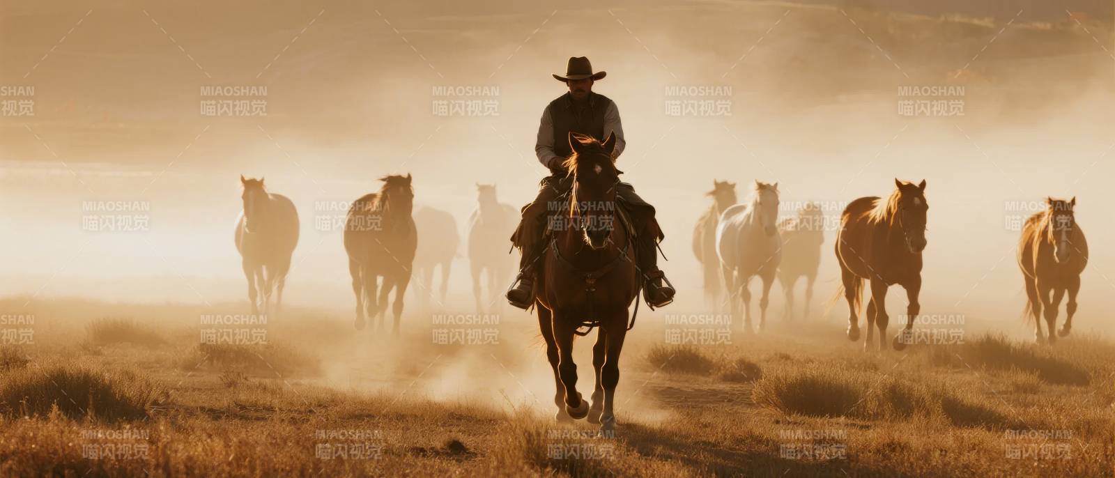 牛仔驱赶牛群图片