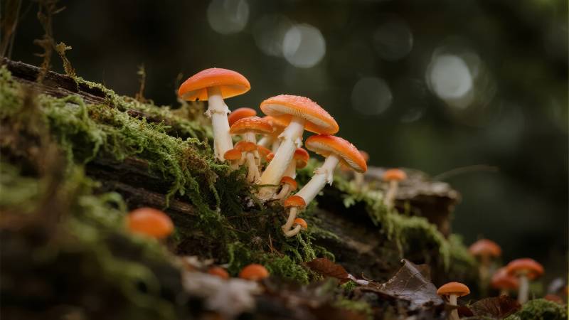 林间橙菇绽放图片