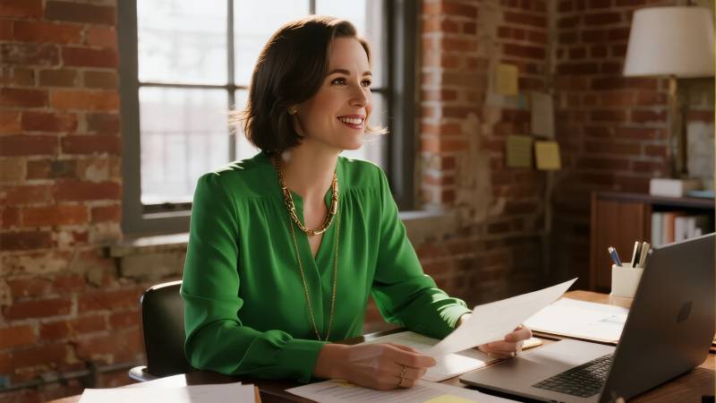 职场女性微笑办公图片