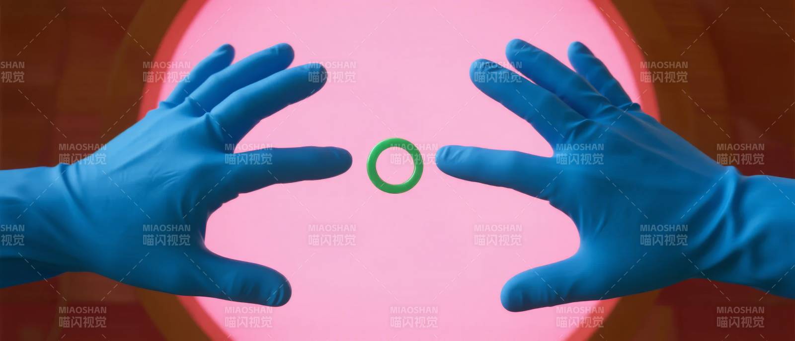 蓝手围绿环图片