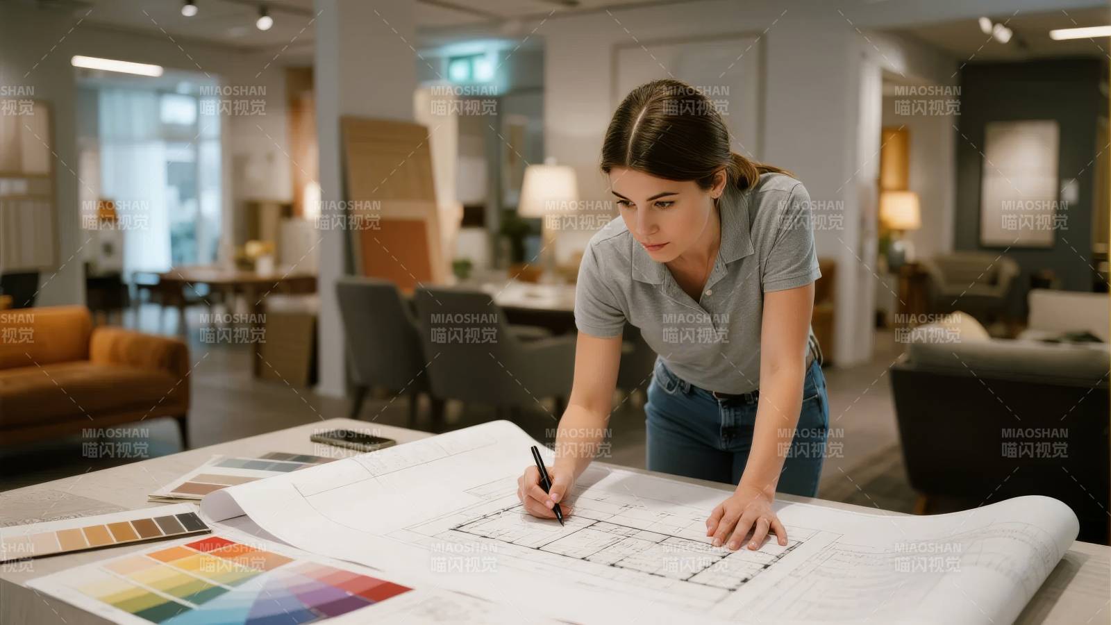 设计师专注绘图图片