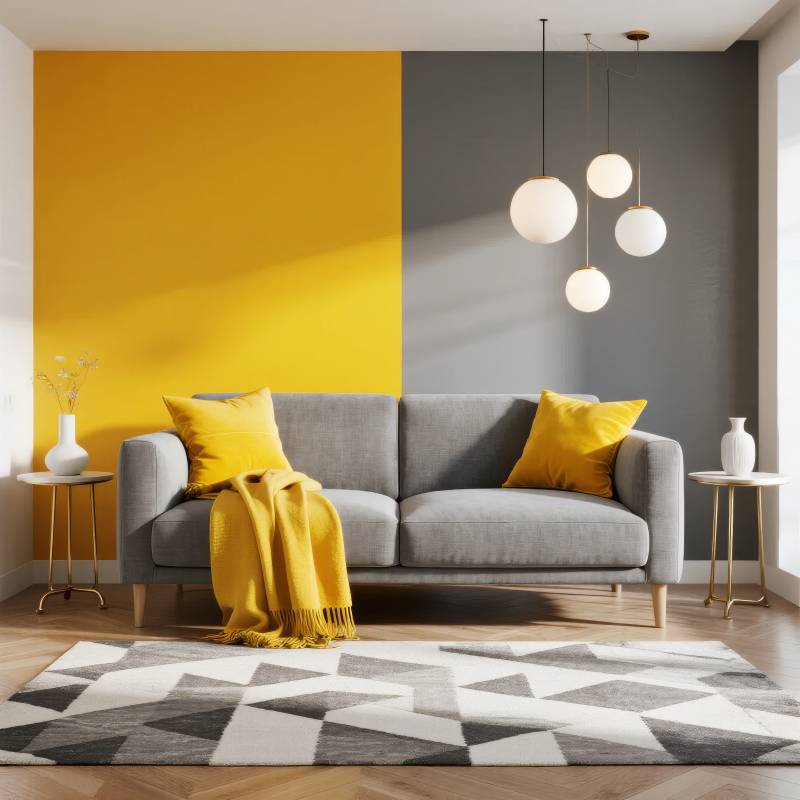 黄灰撞色客厅设计图片