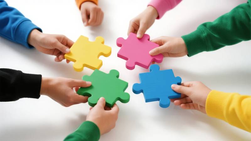 携手拼图 合作共赢图片