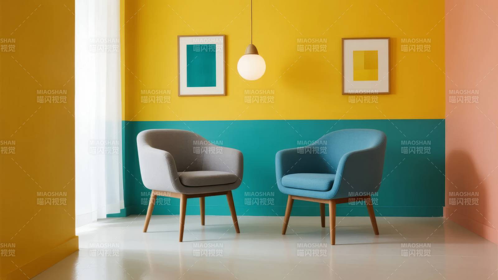 色彩斑斓的客厅一角图片