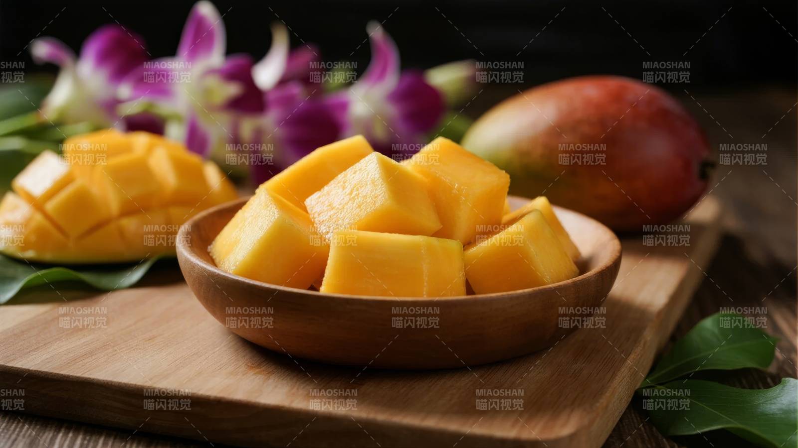 芒果切块摆盘图片