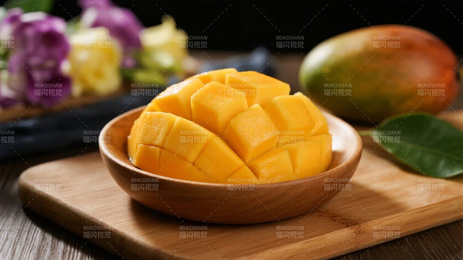 芒果切块摆盘图片