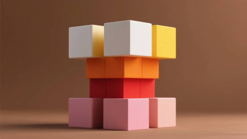 彩色积木堆叠图片