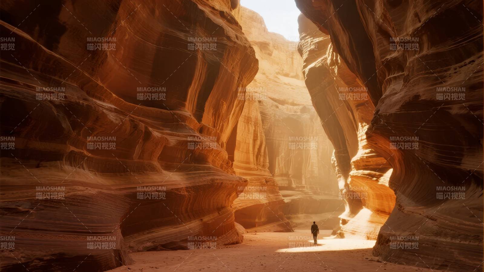 峡谷深处的孤独身影图片