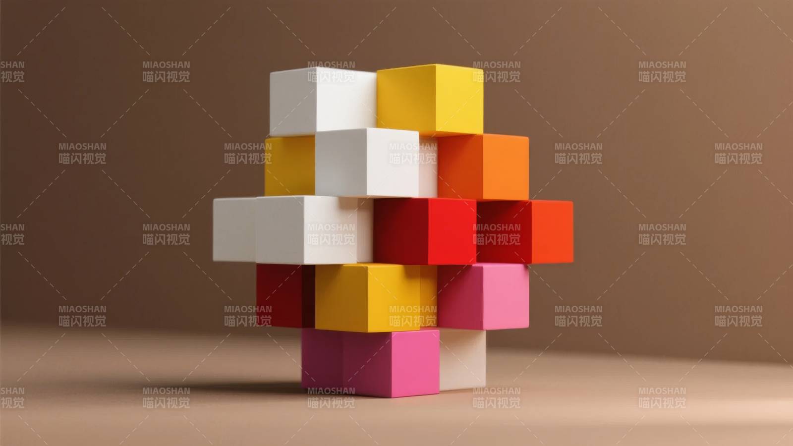 彩色立方体堆叠图片